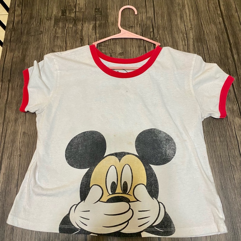 Mickey Mouse crop top white with red accent size XL